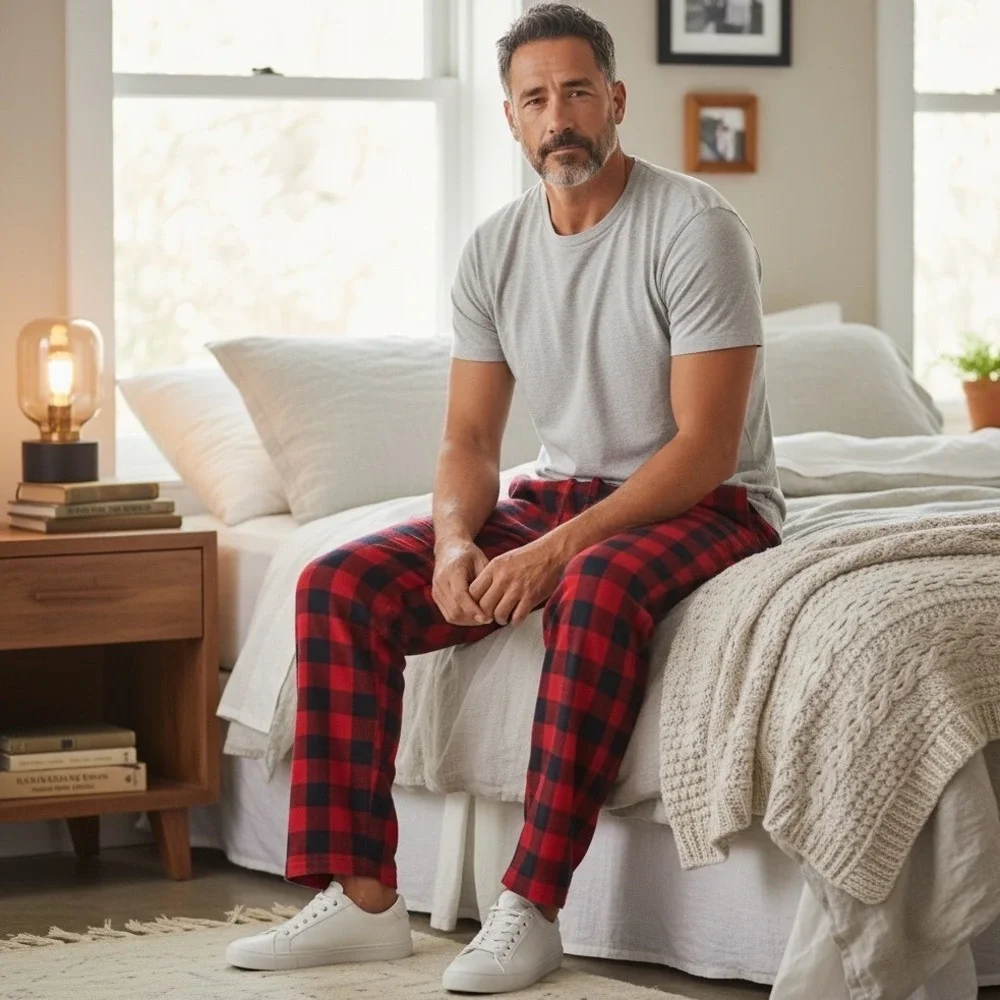 Polo Ralph Lauren Mens Pajama Pants Red Black Buffalo Plaid Size‎ S Cotton